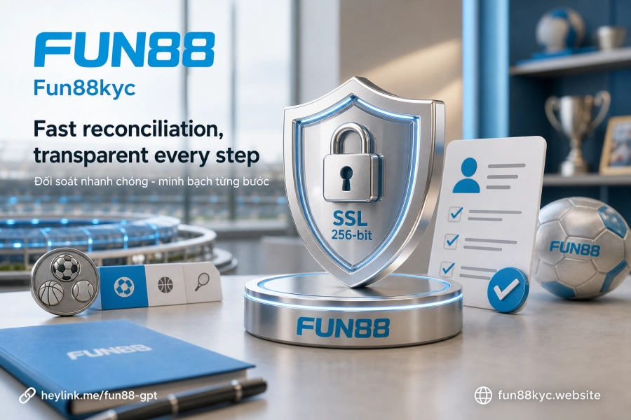 Bảo mật SSL 256-bit xác thực tài khoản Fun88kyc an toàn