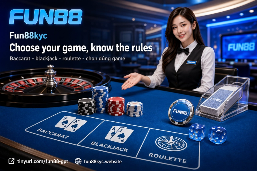Game baccarat blackjack sicbo roulette tại live casino Fun88