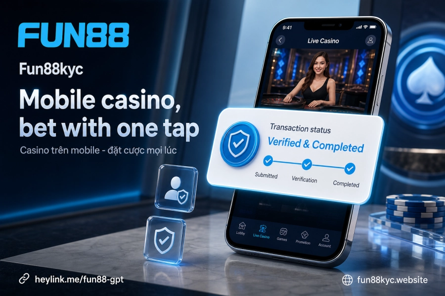 Casino trên mobile app Fun88 Android iOS đặt cược 1 chạm
