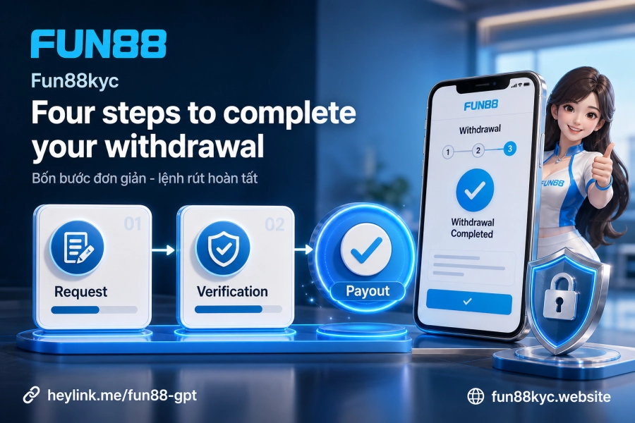 Các bước rút tiền Fun88 liên kết tài khoản ngân hàng xác nhận OTP