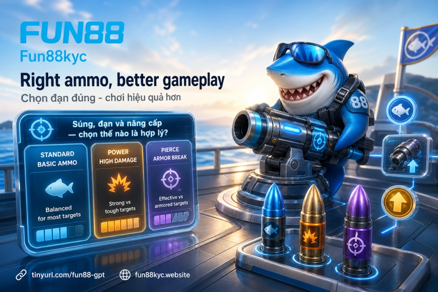 Chọn súng đạn bắn cá Fun88 giao diện mobile điều chỉnh mức cược